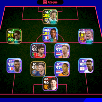 Conta efootball com Del Piero 107 e Olise 106