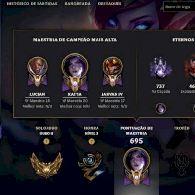 Conta Ouro II Todos os campeões 200+ skins nível 513