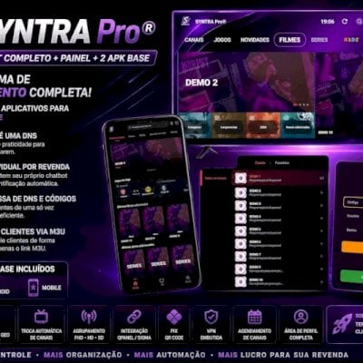 SYNTRA PRO® SCRIPT COMPLETO  PAINEL + 2 APKs base (MOBILE E ANDROID TV)