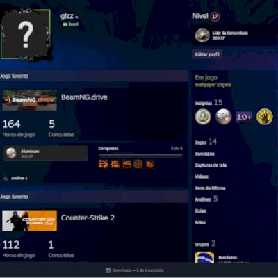 💎 Steam Completa FULL ACESSO | 700h+ | Jogos Top + Badges + Itens