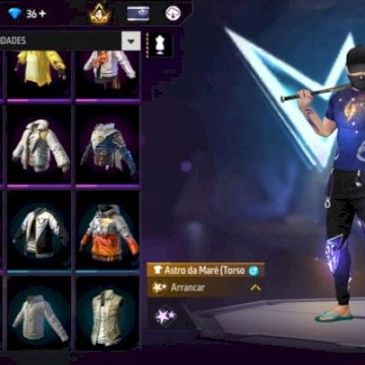 Conta Free fire, com conjuntos top!