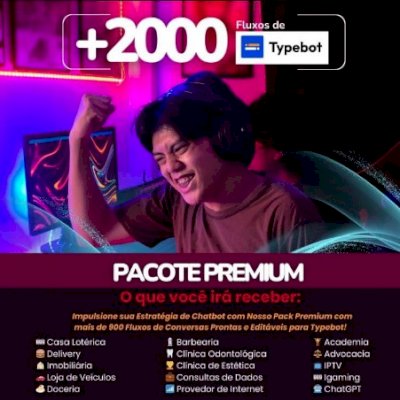 Pack + de 2.000 Fluxos Extremamente Premium Typebot Entrega Imediata
