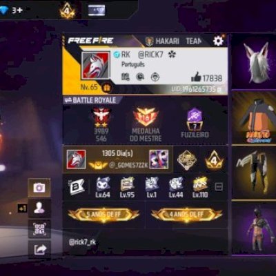 CONTA DE FF GEMADA E COM ITEMS MUITO RAROS!!!