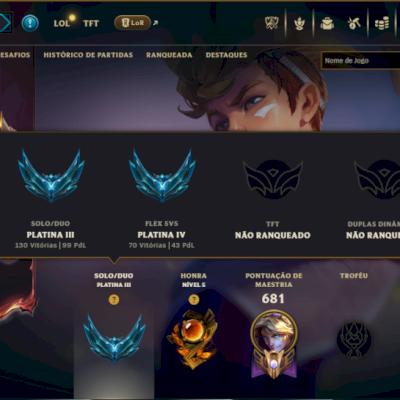 Platina 3 com TODOS os Champs e 131 Skins ( ADC / SUP ) - ( Nivel 542 )