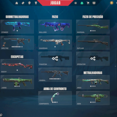 conta de valorant com mais de 2k em skins no precinho pra sair logo.