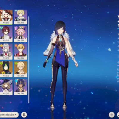 (PRA VENDER RÁPIDO)Conta AR 45 Klee, Yelan C1, Keqing, Cyno Skins Klee e Kaeya