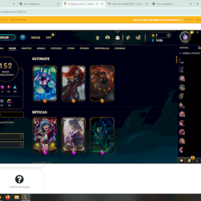 CONTA LEAGUE OF LEGENDS LVL 456 UNRANKED ( ESMERALDA V ULTIMA SEA) + 152 SKINS