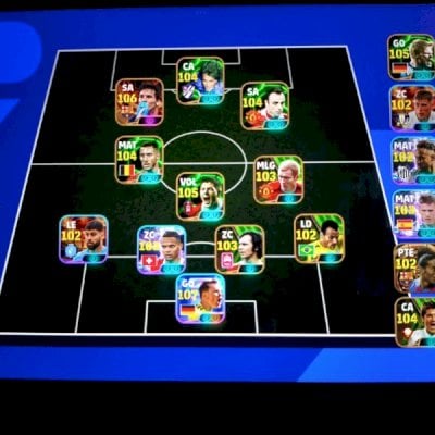 Conta de efootball: Messi 106 ,neyer 107,  scholes 103 , Gerrard 105 e +++