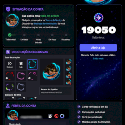 CONTA DISCORD - VARIAS DECOR + 19K ORB - ANO 2025