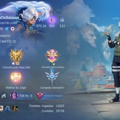 Conta Colecionador V, Full Heróis, 349 Skins, Level Celestial 106, full emblemas