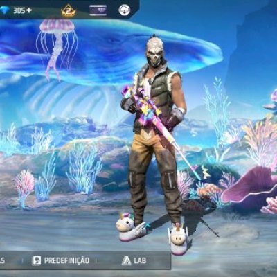 CONTA FF NÍVEL 20 COM 1 SKIN + 305 DIMAS + PARAQUEDAS GINTAMA + GELO SHIBA
