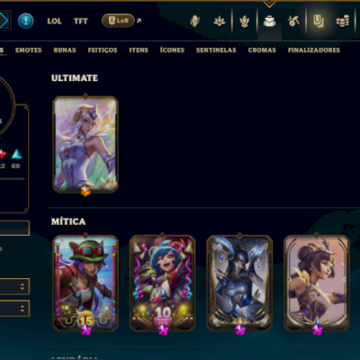 Prata 3 com 100 Champs e 108 Skins + 2 Prestigios