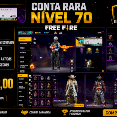 💎 Conta Free Fire Nível 70 | Itens Raros