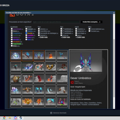 conta com itens raros e limitados de dota 2