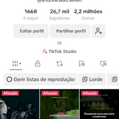 Conta do TikTok 26 mil seguidores 2 milhões curtidas