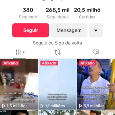 tik tok com 260 mil seguidores 20 milhões de curtidas monetizado