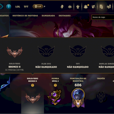 Bronze 2 com TODOS os Champs e 177 Skins ( Nivel 492 )
