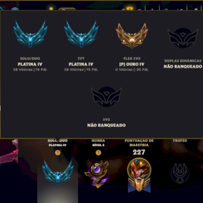 Platina 4 com TODOS os Champs e 101 Skins +6 Prestigios