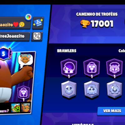 Conta braw stars 16k de troféu brawlers lendários skins tops 1 passe comprado!