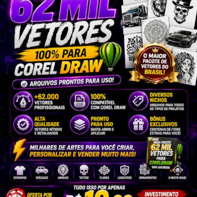 🎨 MEGA PACOTE 62 MIL VETORES PARA COREL DRAW – O MAIOR ACERVO PREMIUM!
