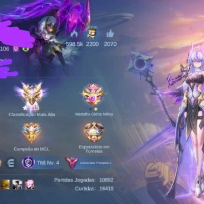 📣 Conta Mobile Legends — GLÓRIA MÍTICA, TITÃ, 398 SKINS, SUPERRARA! 🔥