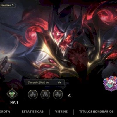 Conta com várias skins de todas as lanes principalmente Sup, JG e Top.