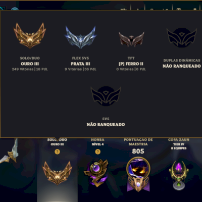 Ouro 3 com TODOS os Champs e 287 Skins( Nivel 777 )