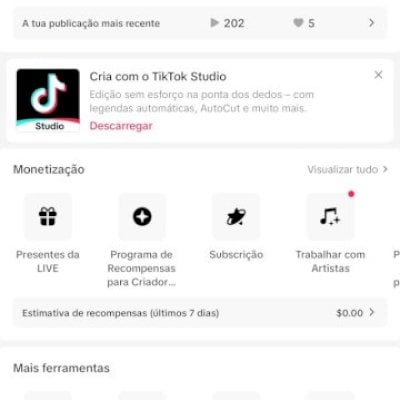 Conta tiktok não não monetizada