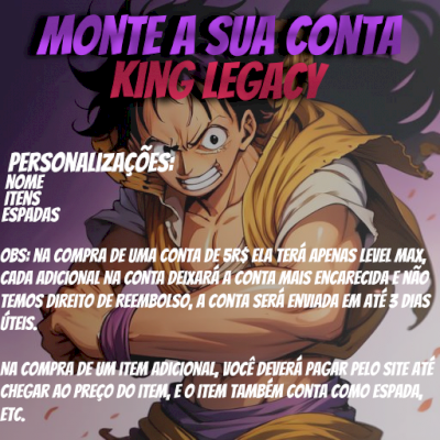 MONTE A SUA CONTA > King Legacy > A partir de 5R$ Conta Level MAX