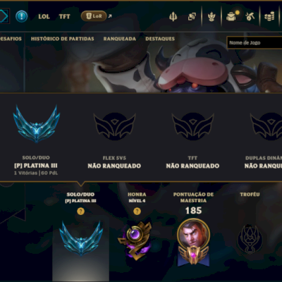 Platina 3 com 75 Champs e 19 Skins