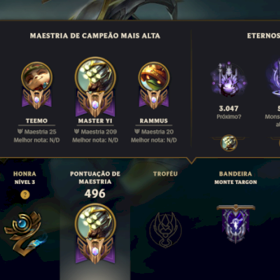 Conta mono master yi 2.5kk, todos campeões. esmeralda 100+ skins
