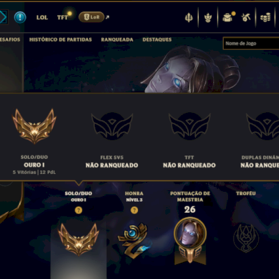 Ouro 1 com 50 Champs e 4 Skins