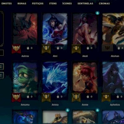 Conta unranked nível 360, Todos os campeões, 183 skins 1286RP 77k essências azul