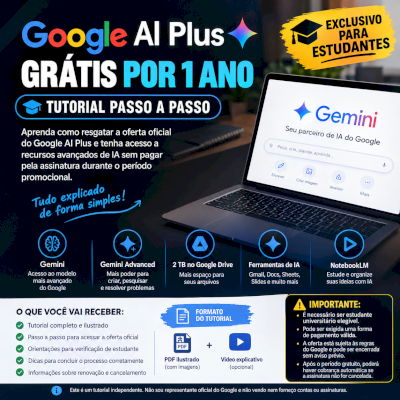 Google AI Plus Grátis por 1 Ano — Tutorial para Estudantes
