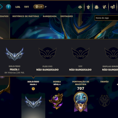 Prata 1 com TODOS os Champs e 218 Skins ( MID / ADC / SUP )