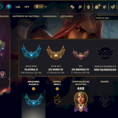 Platina 2 com TODOS os Champs e 129 Skins ( MAIN ADC )