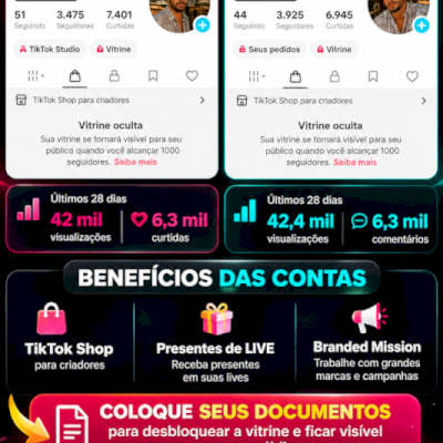 Contas TikTok Shop | 3K+ Seguidores Cada | Prontas para Crescer