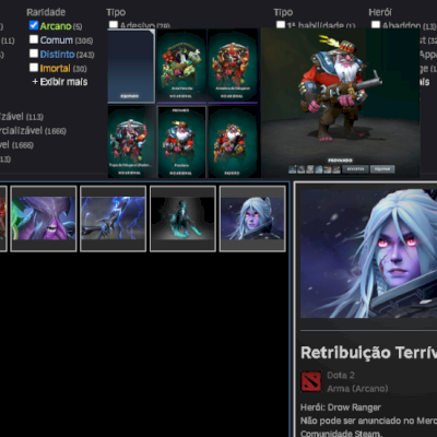 Conta Dota 2, com dezenas de conjuntos limitados raros e Arcanas