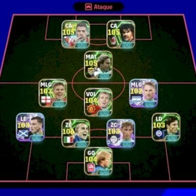 Conta Efootball com 3200 de força com Gullit 106, Nedved 105, Forlan 105 e mais.