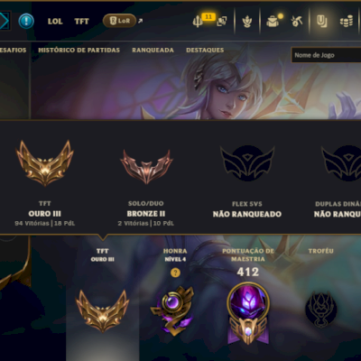Bronze 2 com TODOS os Champs e 120 Skins ( MID / JG )