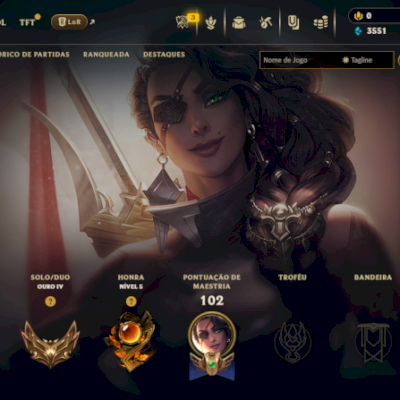 Conta Nível 35 Ouro 4 SoloDuo, 9 Skins, 61 Campeões