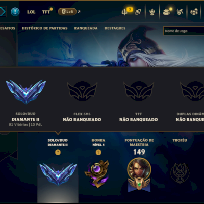 Diamante 2 com 50 Champs e 5 Skins