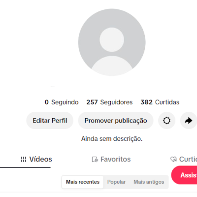CONTA TIK TOK 257 SEGUIDORES E 382 CURTIDAS (CONTAS TIK TOK)
