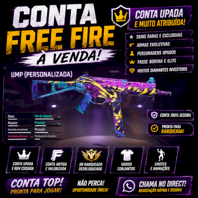 🔥 Conta Free Fire com UMP Atributada + Conta Antiga + Ranqueado 🔥