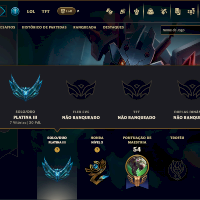 Platina 3 com 35 Champs e 7 Skins