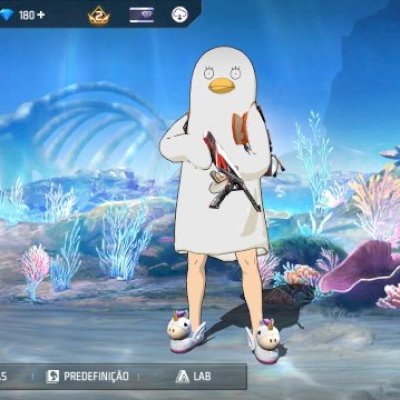CONTA FF NIVEL 28 COM 3 SKINS + 180 DIMAS + SKIN E ITENS DA PARCERIA DO GINTAMA!