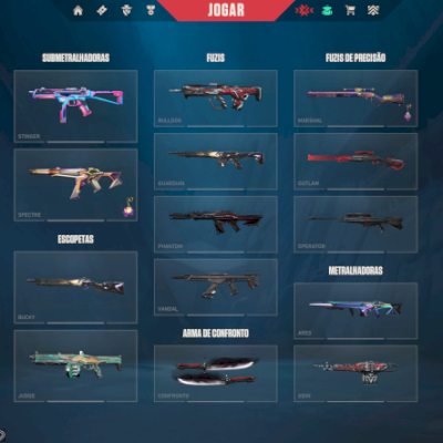VALORANT - Todos campeões > Skins: 54, Nível > 180