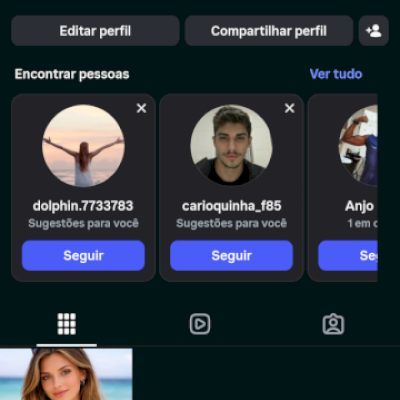 Perfil feminino com mais de 1000 Seguidores