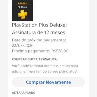 Conta psn + assinatura deluxe anual