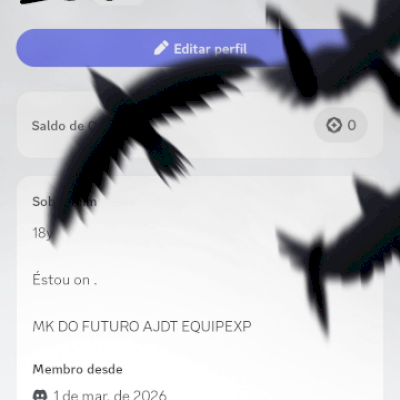 Conta de discord com efeito nunca (mais meia-noite) +Decoração anjo caído (penum